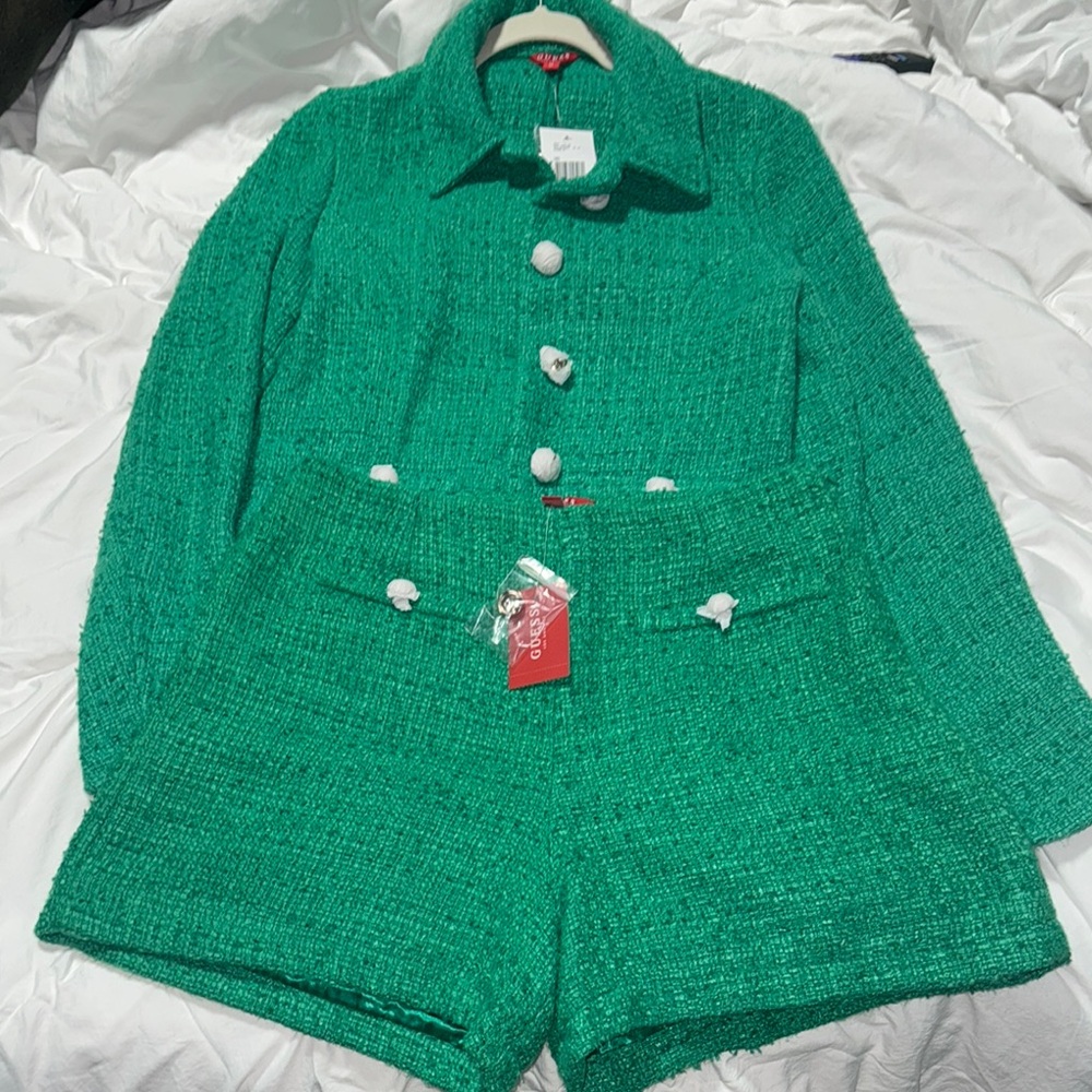 Guess Green Tweed Jacket and short set (selling both together for this price)